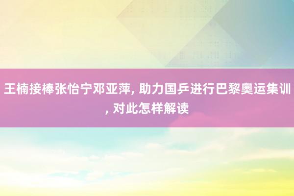 王楠接棒张怡宁邓亚萍, 助力国乒进行巴黎奥运集训, 对此怎样解读